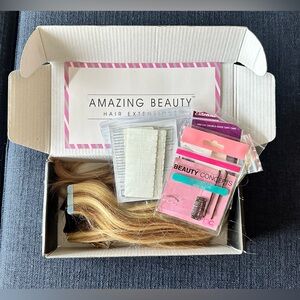 Random assortment of 100% real hair extension kit